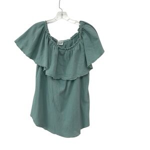 Oh My Gauze! 1 Women’s Off Shoulder Teal Ruffle Blouse Small/Medium Boho Lagen